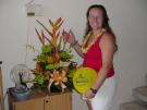 Mo with the flowers<br>from Bee & Nate